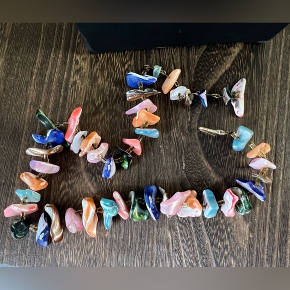 Vintage Japan Signed Colorful Shell Necklace 18” - Picture 5 of 5